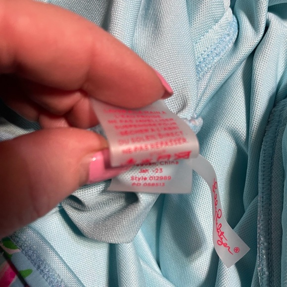 Lilly Pulitzer One-Piece Swimsuit Celestial Blue Huey Ruffle Size 16 - Picture 14 of 15